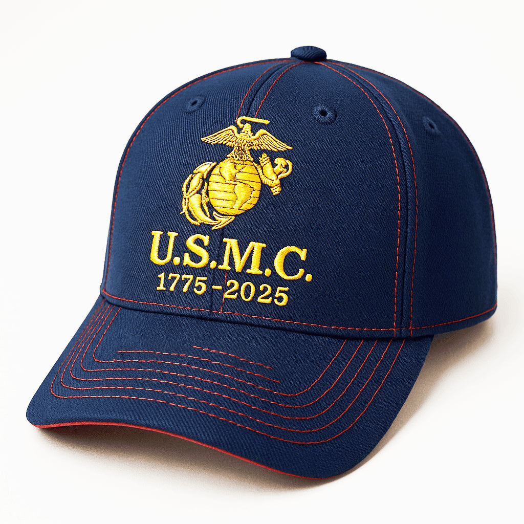Premium USMC Embroidered Hats VPVC307814, 250th Anniversary Marine Corps Hat, Gifts For Marine Veteran, Gifts On Father's Day, Veterans Day.