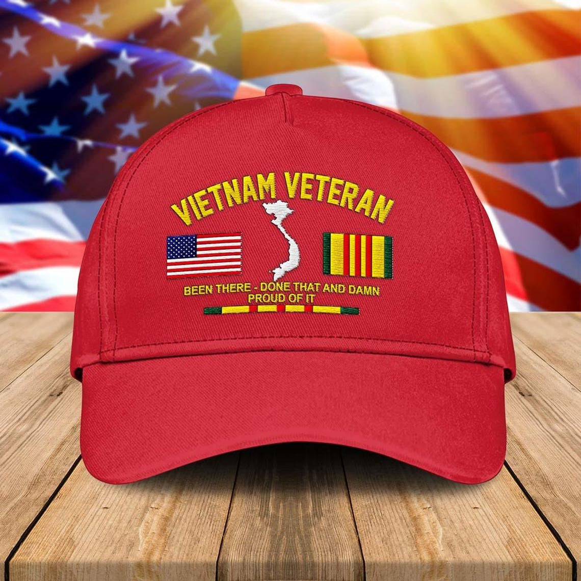 Premium Custom Vietnam Veteran Embroidered Hats VPVC307818, Gifts For Vietnam Veteran, Gifts On Father's Day, Armed Forces Day, Independence Day, Veterans Day.