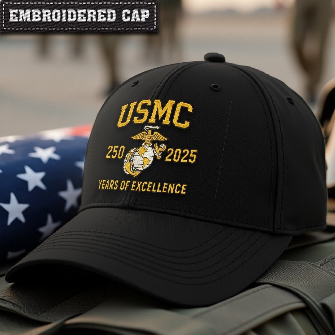 Premium USMC Embroidered Hats VPVC307831, 250th Anniversary Marine Corps Hat, Gifts For Marine Veteran, Gifts On Father's Day, Veterans Day.