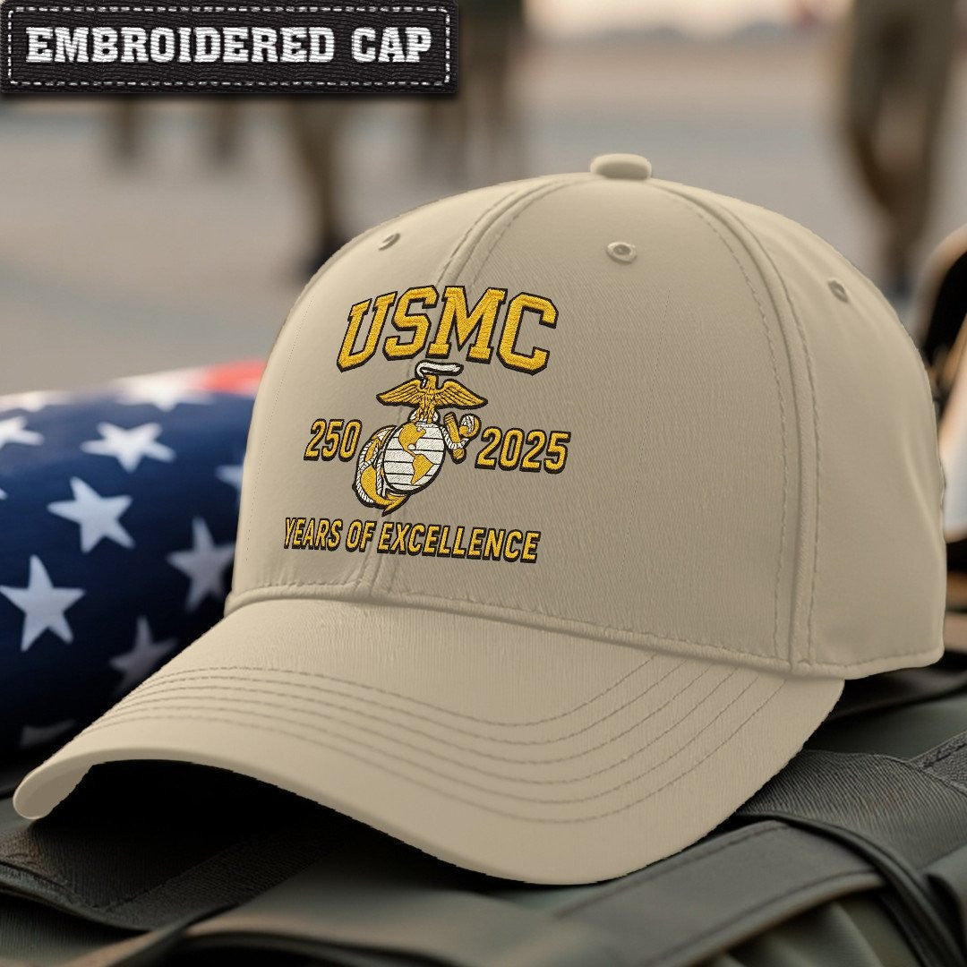 Premium USMC Embroidered Hats VPVC307832, 250th Anniversary Marine Corps Hat, Gifts For Marine Veteran, Gifts On Father's Day, Veterans Day.