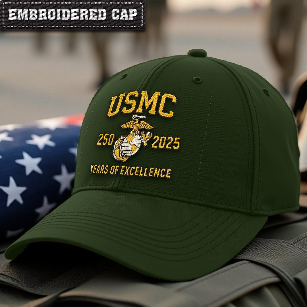 Premium USMC Embroidered Hats VPVC307833, 250th Anniversary Marine Corps Hat, Gifts For Marine Veteran, Gifts On Father's Day, Veterans Day.