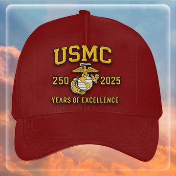 Premium USMC Embroidered Hats VPVC307835, 250th Anniversary Marine Corps Hat, Gifts For Marine Veteran, Gifts On Father's Day, Veterans Day.