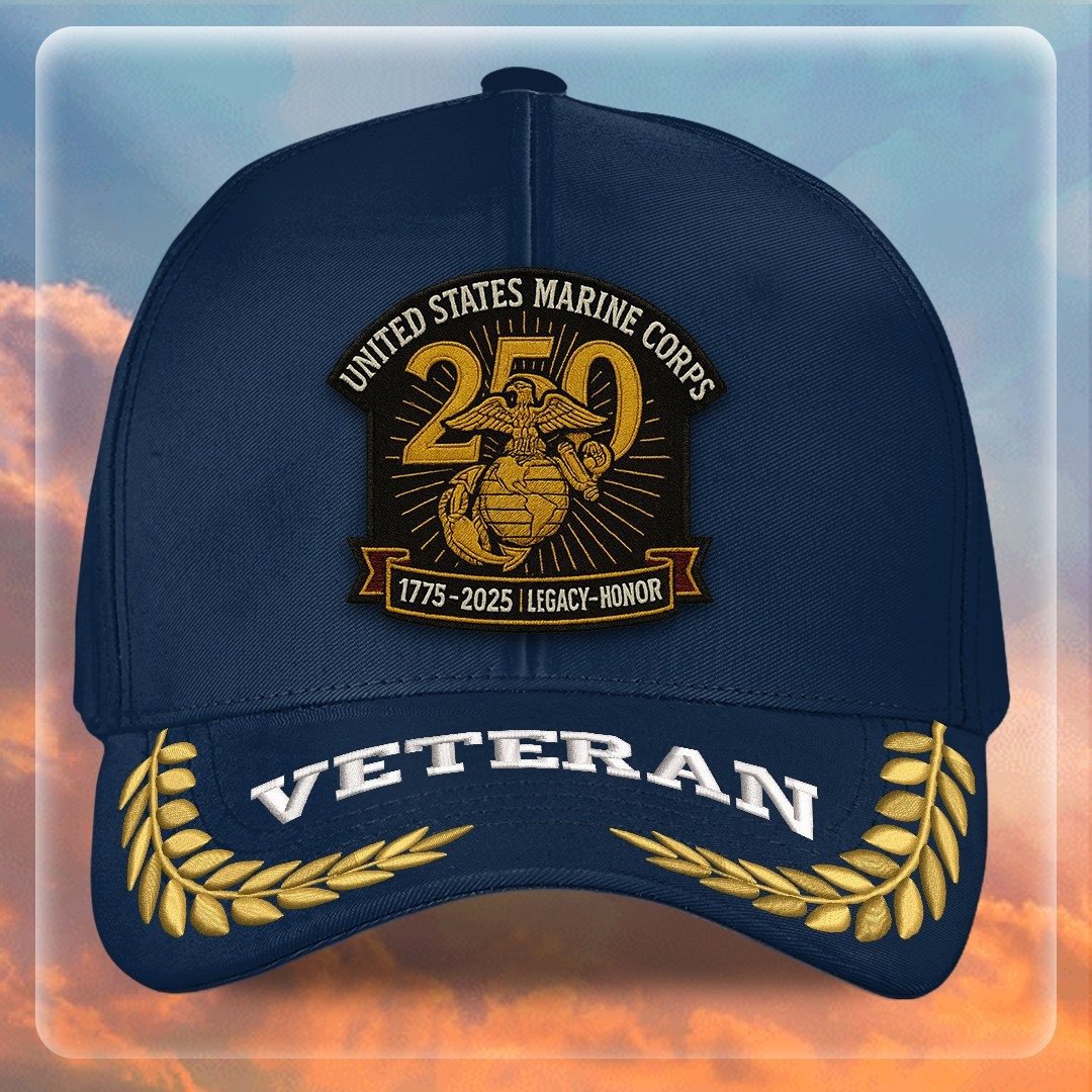 Premium USMC Embroidered Hats VPVC307841, 250th Anniversary Marine Corps Hat, Gifts For Marine Veteran, Gifts On Father's Day, Veterans Day.