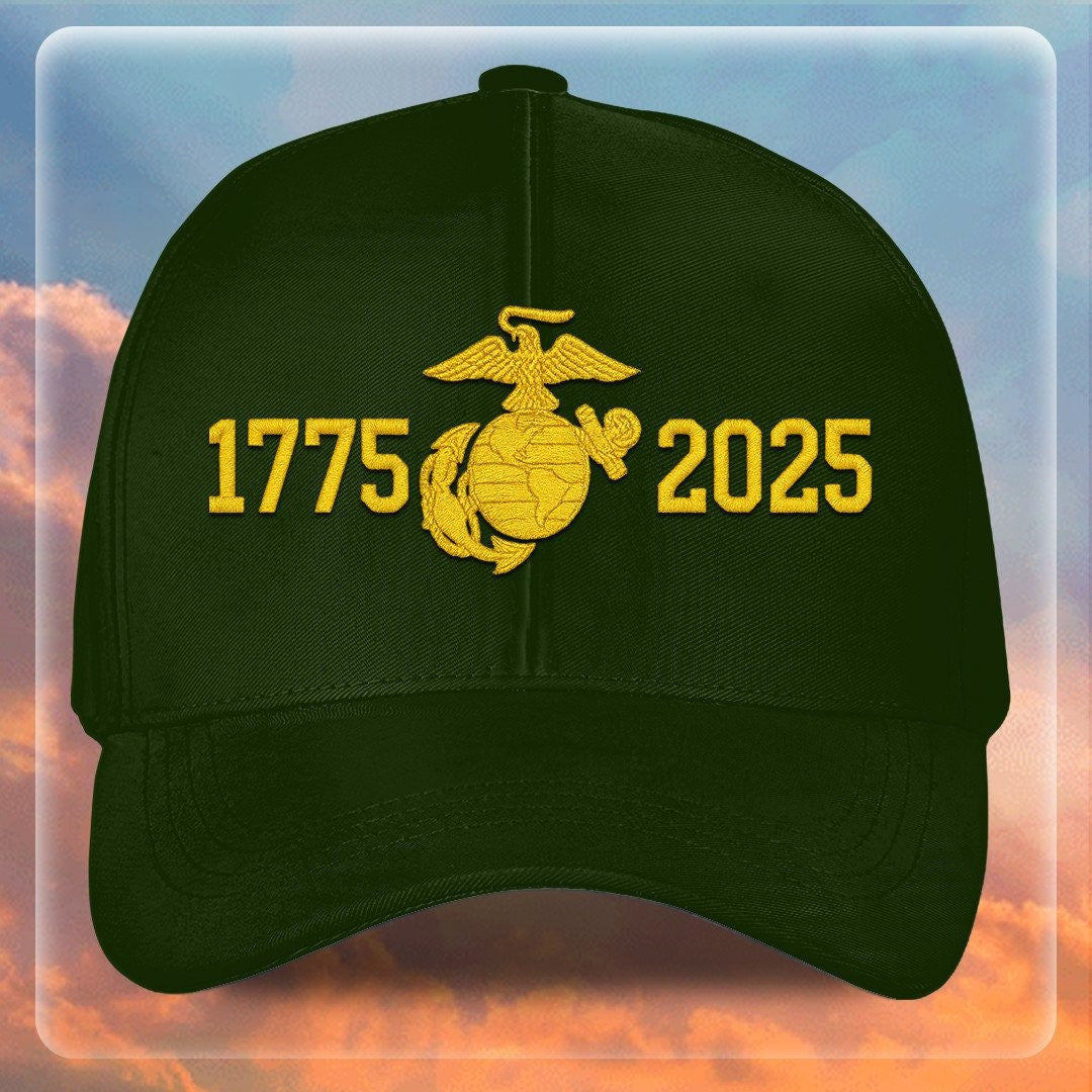 Premium USMC Embroidered Hats VPVC307850, 250th Anniversary Marine Corps Hat, Gifts For Marine Veteran, Gifts On Father's Day, Veterans Day.