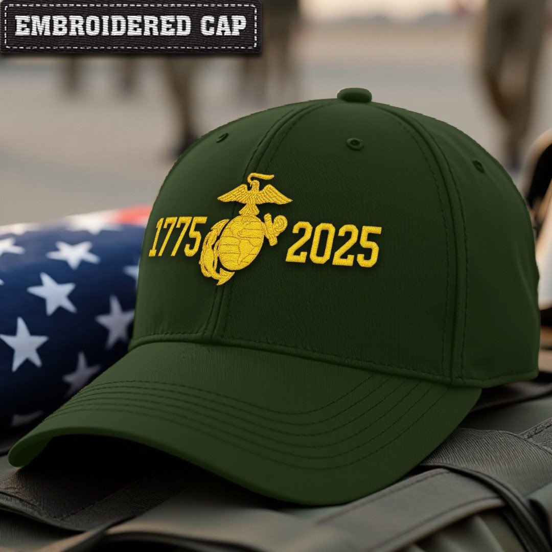 Premium USMC Embroidered Hats VPVC307850, 250th Anniversary Marine Corps Hat, Gifts For Marine Veteran, Gifts On Father's Day, Veterans Day.