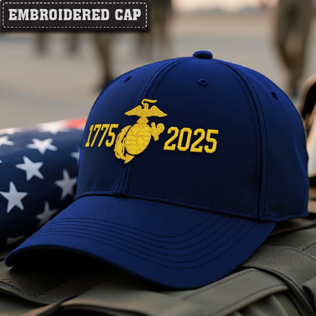 Premium USMC Embroidered Hats VPVC307851, 250th Anniversary Marine Corps Hat, Gifts For Marine Veteran, Gifts On Father's Day, Veterans Day.