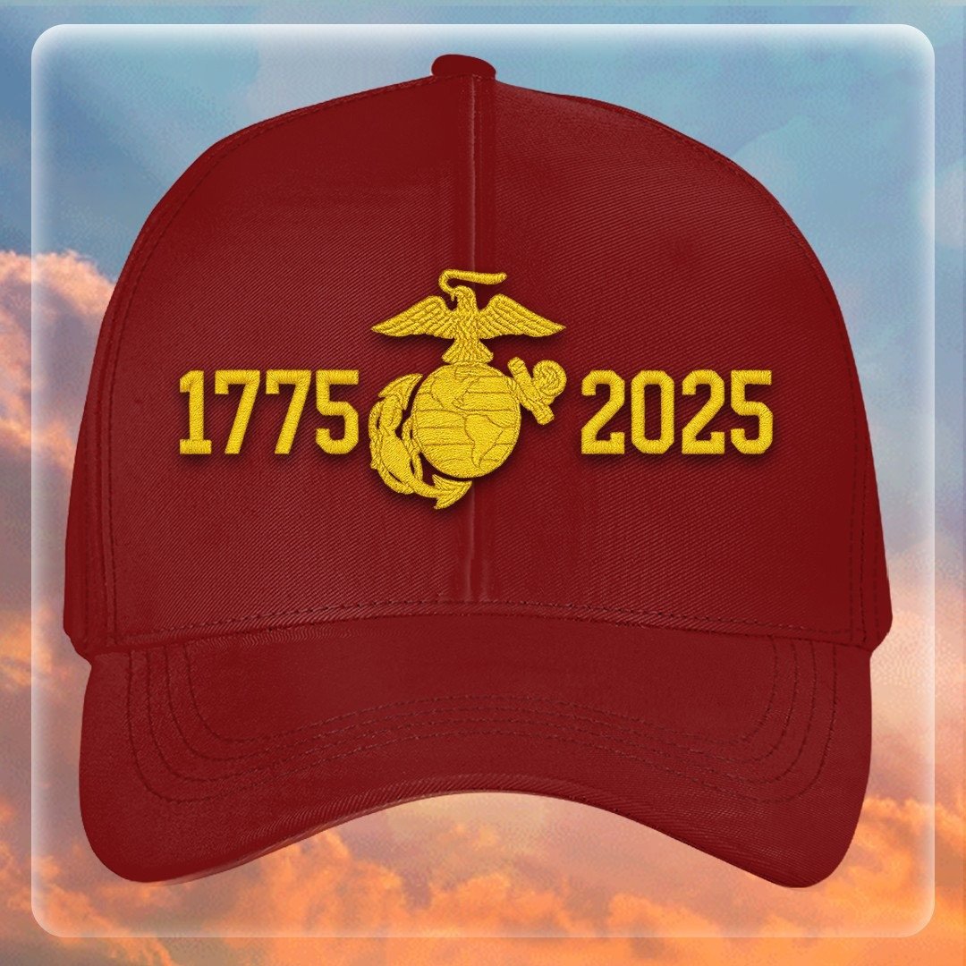 Premium USMC Embroidered Hats VPVC307852, 250th Anniversary Marine Corps Hat, Gifts For Marine Veteran, Gifts On Father's Day, Veterans Day.