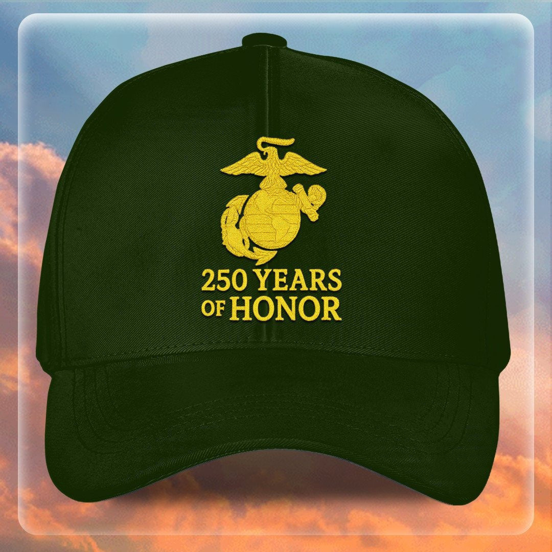 Premium USMC Embroidered Hats VPVC307860, 250th Anniversary Marine Corps Hat, Gifts For Marine Veteran, Gifts On Father's Day, Veterans Day.