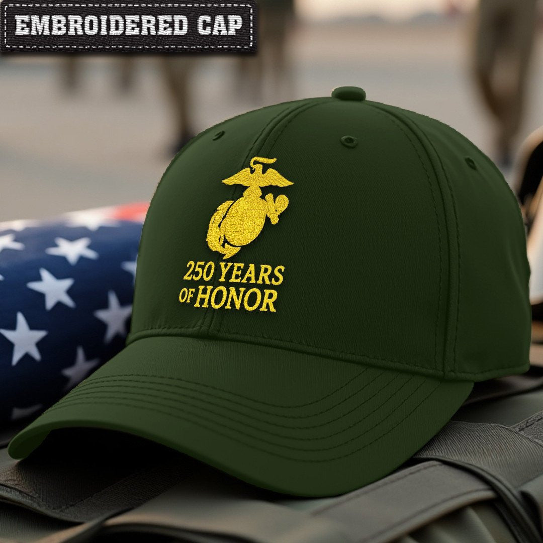 Premium USMC Embroidered Hats VPVC307860, 250th Anniversary Marine Corps Hat, Gifts For Marine Veteran, Gifts On Father's Day, Veterans Day.