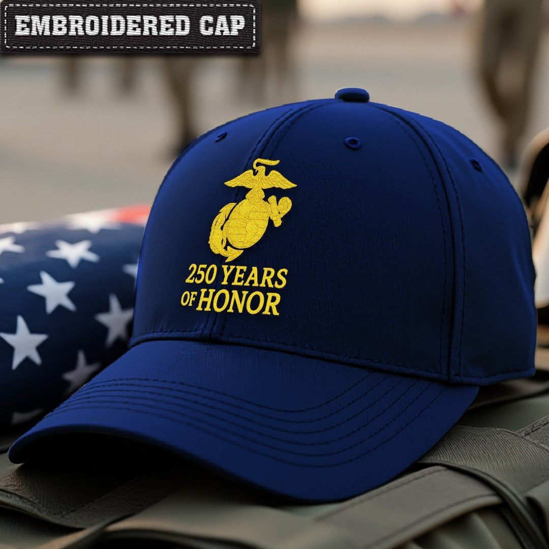 Premium USMC Embroidered Hats VPVC307861, 250th Anniversary Marine Corps Hat, Gifts For Marine Veteran, Gifts On Father's Day, Veterans Day.