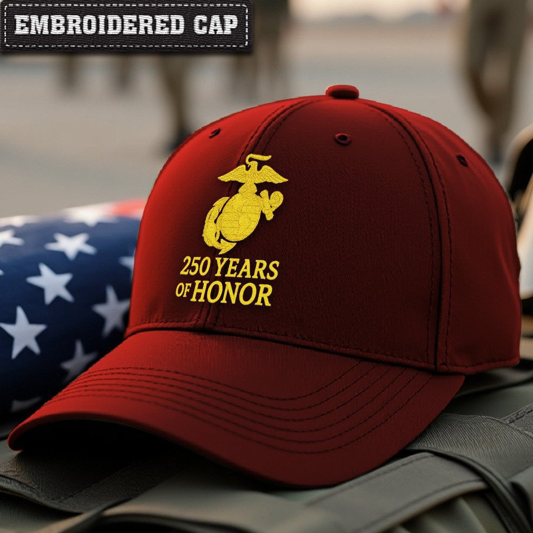Premium USMC Embroidered Hats VPVC307862, 250th Anniversary Marine Corps Hat, Gifts For Marine Veteran, Gifts On Father's Day, Veterans Day.