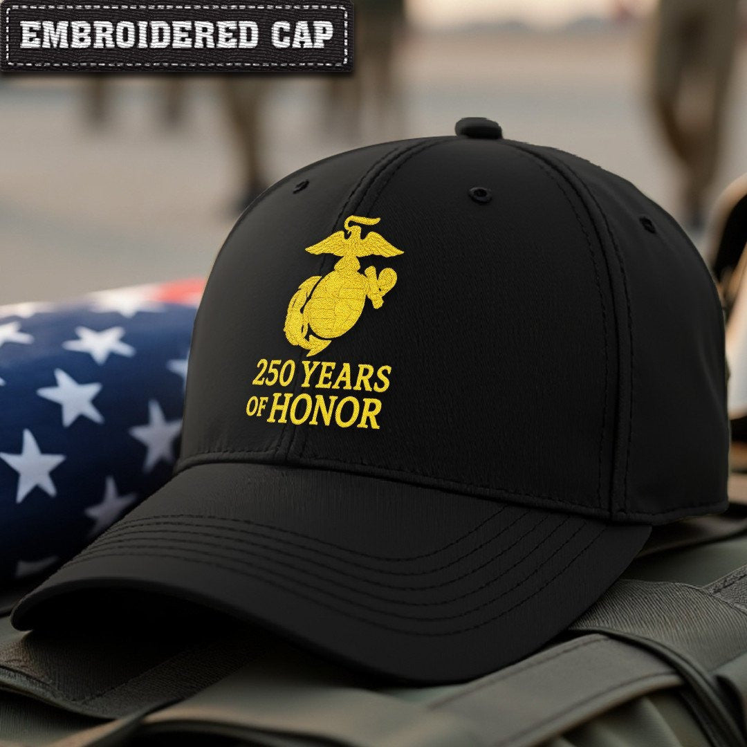 Premium USMC Embroidered Hats VPVC307863, 250th Anniversary Marine Corps Hat, Gifts For Marine Veteran, Gifts On Father's Day, Veterans Day.