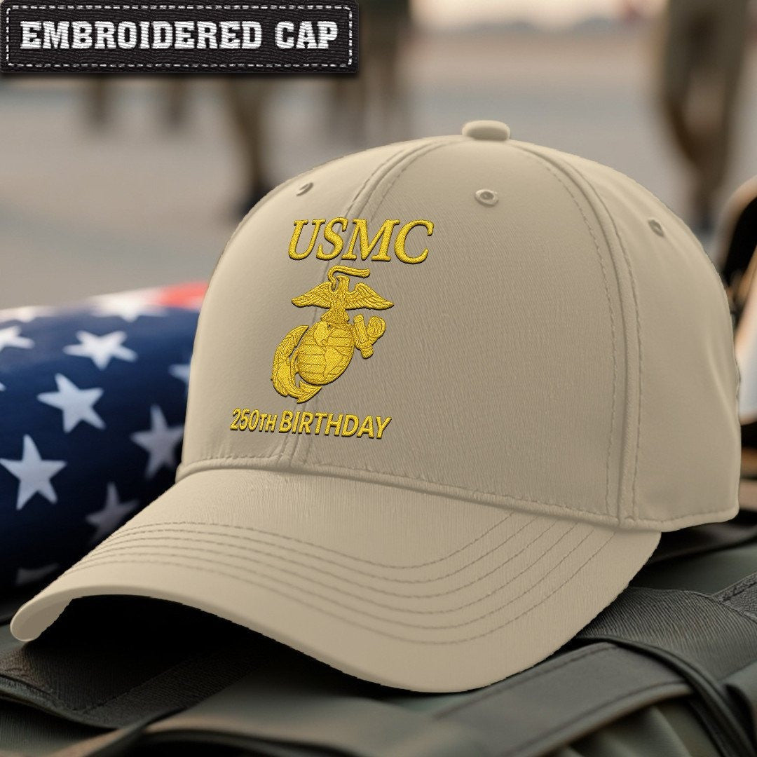 Premium USMC Embroidered Hats VPVC307864, 250th Anniversary Marine Corps Hat, Gifts For Marine Veteran, Gifts On Father's Day, Veterans Day.