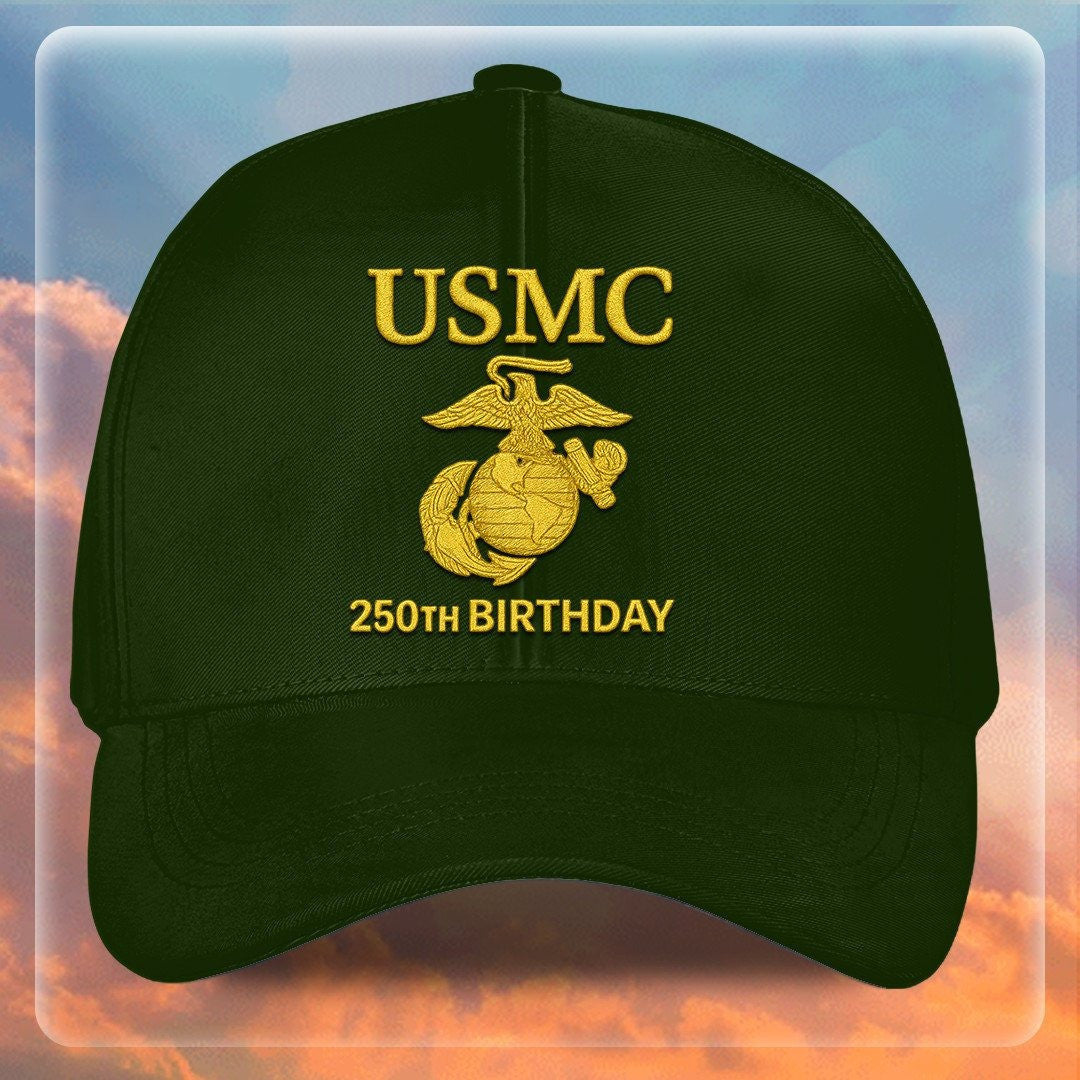 Premium USMC Embroidered Hats VPVC307865, 250th Anniversary Marine Corps Hat, Gifts For Marine Veteran, Gifts On Father's Day, Veterans Day.
