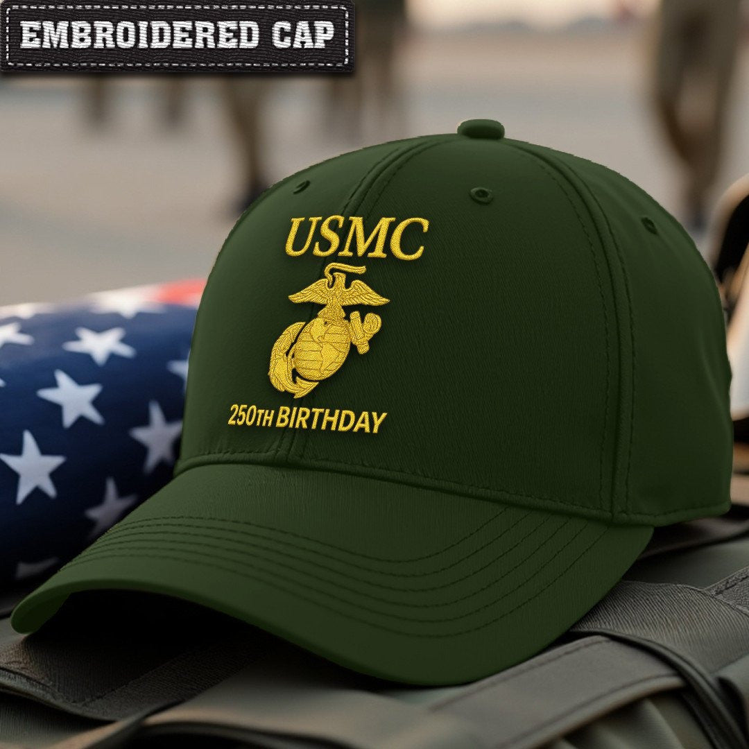 Premium USMC Embroidered Hats VPVC307865, 250th Anniversary Marine Corps Hat, Gifts For Marine Veteran, Gifts On Father's Day, Veterans Day.