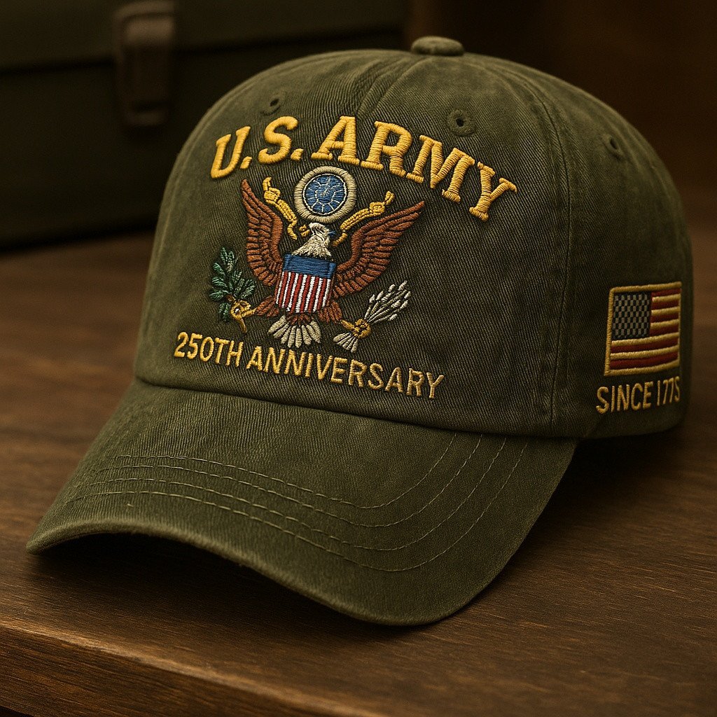 Premium 250th Anniversary Of The Army Embroidered Hats VPVC307936, Gifts For Army Veteran, Gifts On Father's Day, Veterans Day.