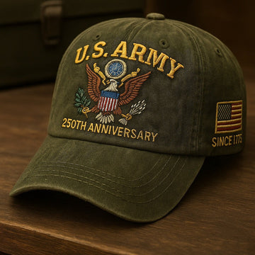 Premium 250th Anniversary Of The Army Embroidered Hats VPVC307936, Gifts For Army Veteran, Gifts On Father's Day, Veterans Day.