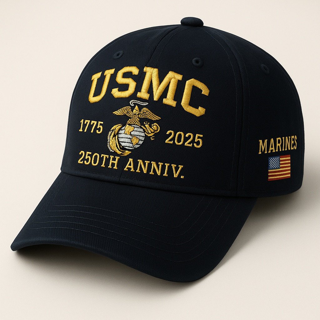 Premium USMC Embroidered Hats VPVC307938, 250th Anniversary Marine Corps Hat, Gifts For Marine Veteran, Gifts On Father's Day, Veterans Day.