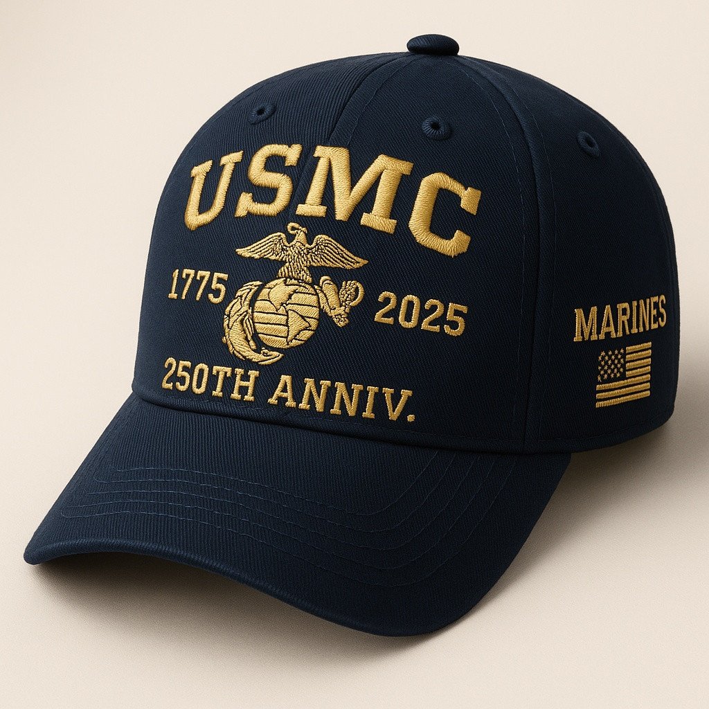 Premium USMC Embroidered Hats VPVC307939, 250th Anniversary Marine Corps Hat, Gifts For Marine Veteran, Gifts On Father's Day, Veterans Day.