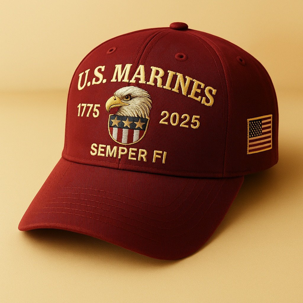 Premium USMC Embroidered Hats VPVC307940, 250th Anniversary Marine Corps Hat, Gifts For Marine Veteran, Gifts On Father's Day, Veterans Day.