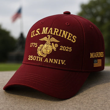 Premium USMC Embroidered Hats VPVC307941, 250th Anniversary Marine Corps Hat, Gifts For Marine Veteran, Gifts On Father's Day, Veterans Day.