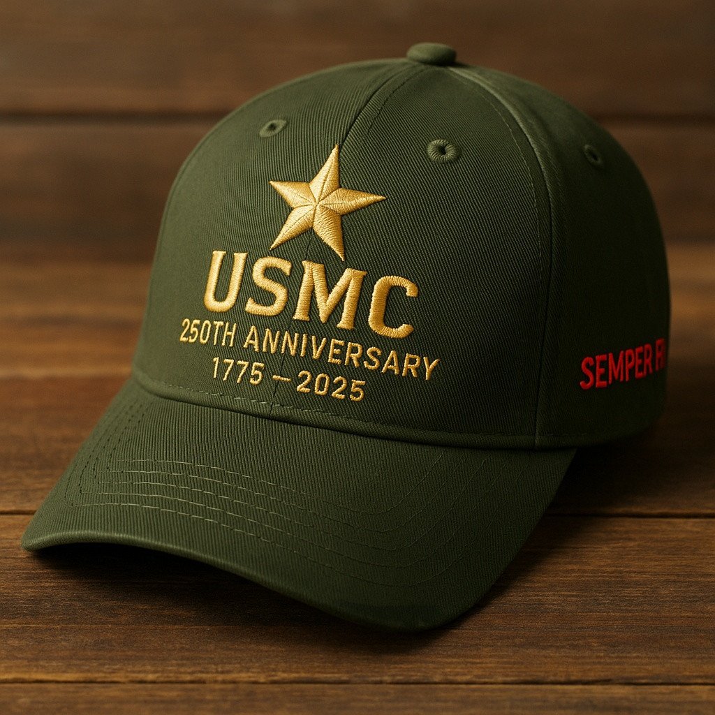 Premium USMC Embroidered Hats VPVC307942, 250th Anniversary Marine Corps Hat, Gifts For Marine Veteran, Gifts On Father's Day, Veterans Day.