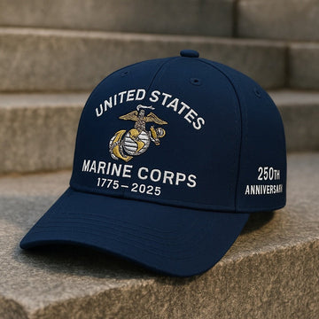 Premium USMC Embroidered Hats VPVC307943, 250th Anniversary Marine Corps Hat, Gifts For Marine Veteran, Gifts On Father's Day, Veterans Day.