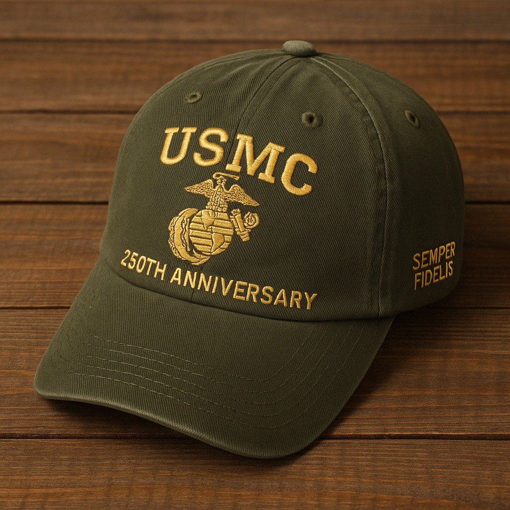 Premium USMC Embroidered Hats VPVC307944, 250th Anniversary Marine Corps Hat, Gifts For Marine Veteran, Gifts On Father's Day, Veterans Day.
