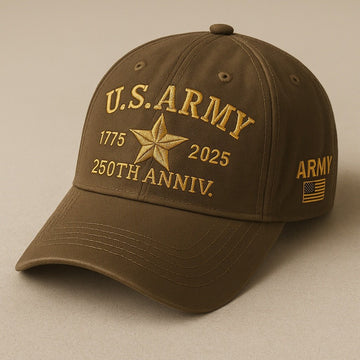 Premium 250th Anniversary Of The Army Embroidered Hats VPVC307952, Gifts For Army Veteran, Gifts On Father's Day, Armed Forces Day, Veterans Day.