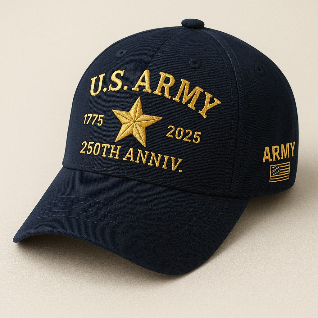 Premium 250th Anniversary Of The Army Embroidered Hats VPVC307954, Gifts For Army Veteran, Gifts On Father's Day, Armed Forces Day, Veterans Day.