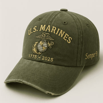 Premium USMC Embroidered Hats VPVC308090, 250th Anniversary Marine Corps Hat, Gifts For Marine Veteran, Gifts On Father's Day, Veterans Day.