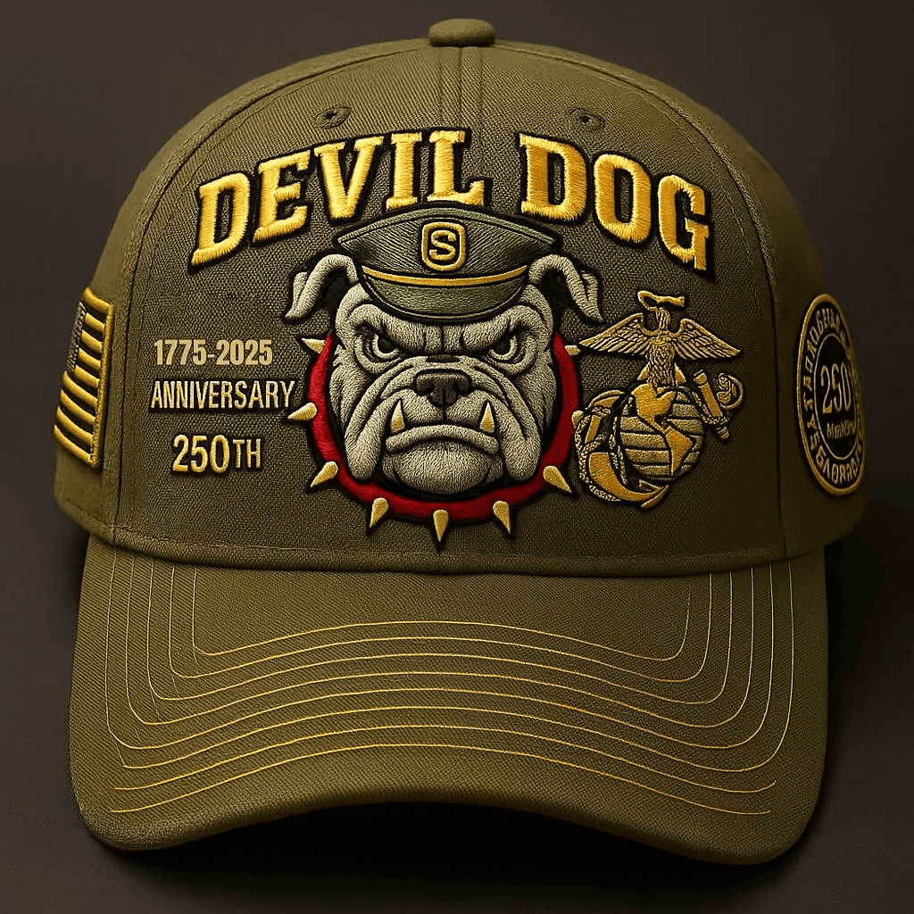 Premium USMC Embroidered Hats VPVC308107, 250th Anniversary Marine Corps Hat, Gifts For Marine Veteran, Gifts On Father's Day, Veterans Day.