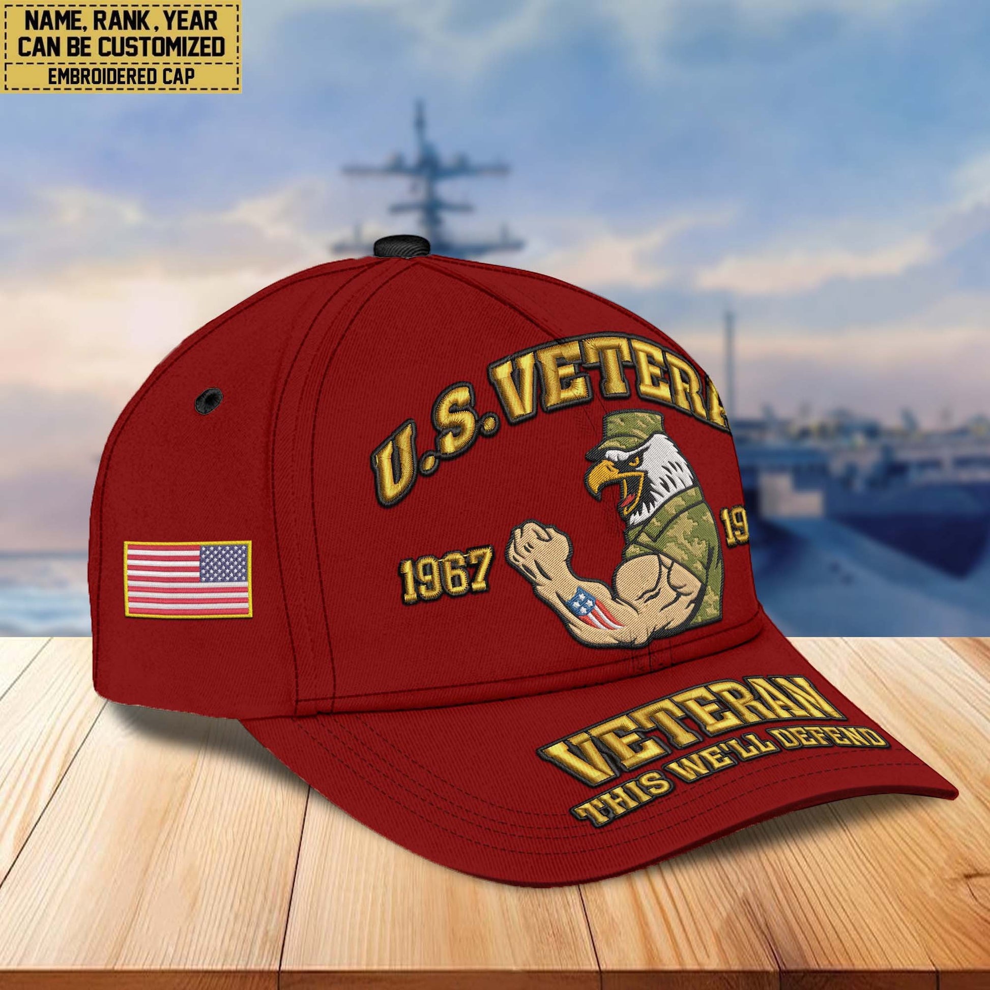 Premium Custom Name, Rank, US Veterans Embroidered Hats CPVC030701, Gift For US Veterans, Gifts On Father's Day, Armed Forces Day, Veterans Day.