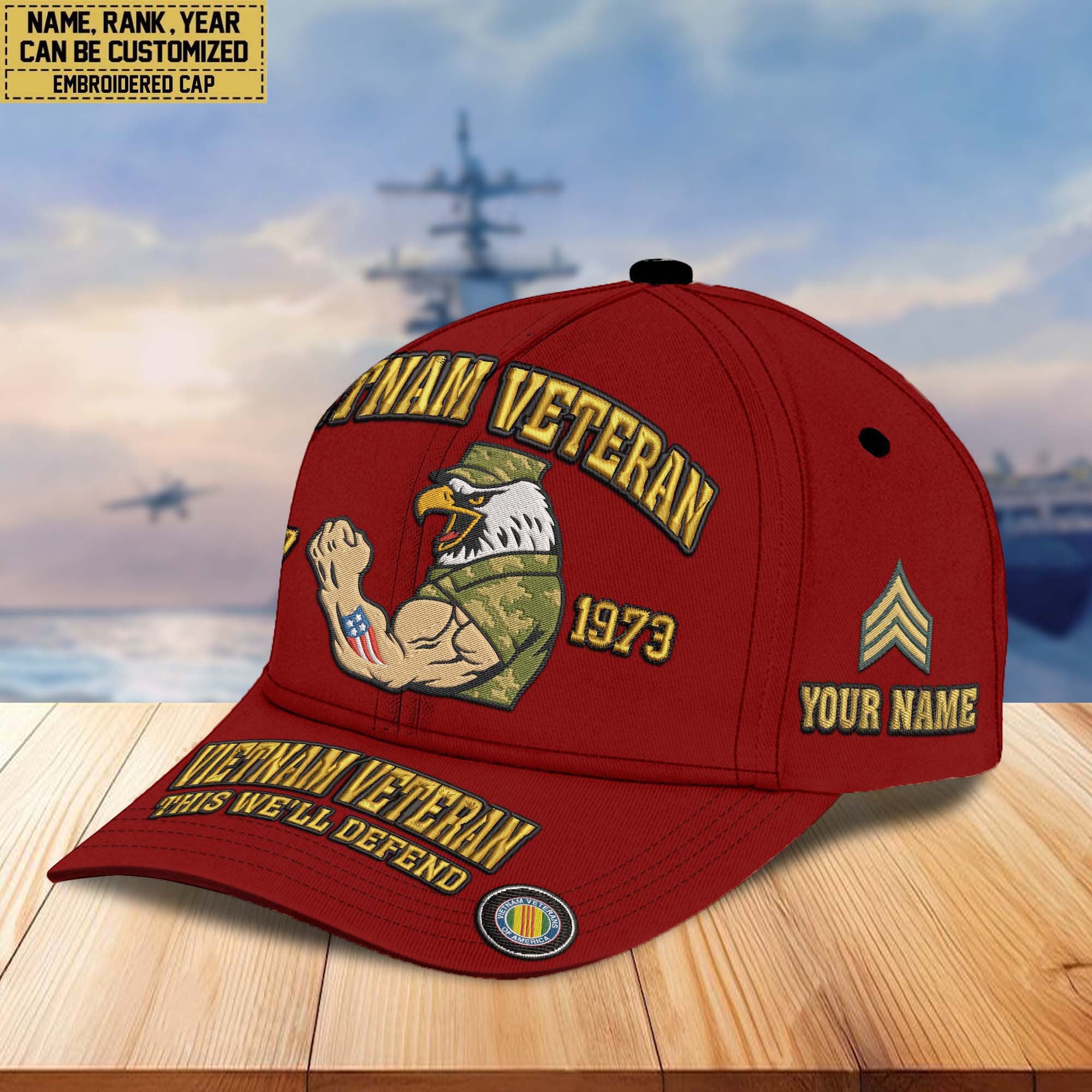 Premium Custom Name, Rank, US Veterans Embroidered Hats CPVC030701, Gift For US Veterans, Gifts On Father's Day, Armed Forces Day, Veterans Day.