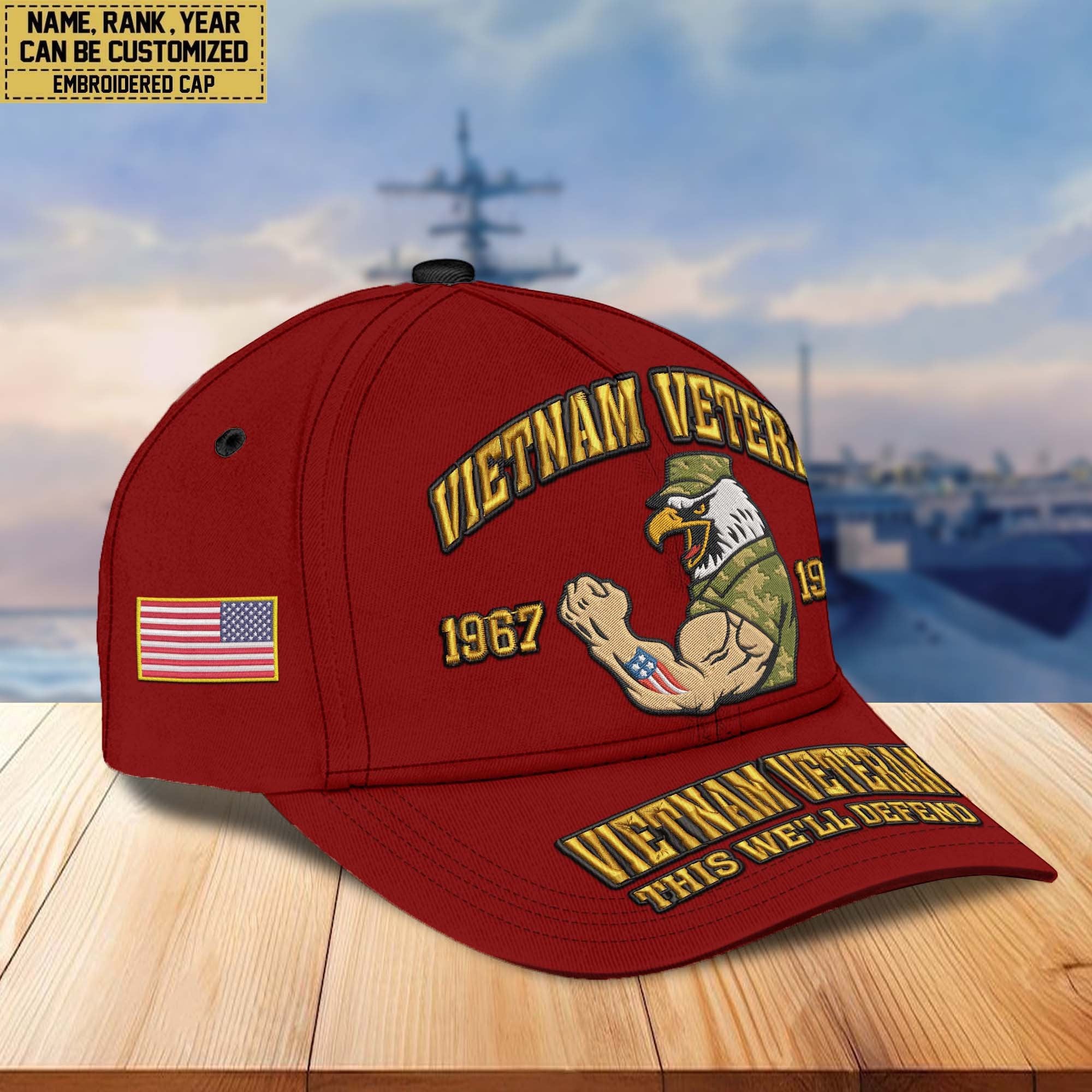 Premium Custom Name, Rank, US Veterans Embroidered Hats CPVC030701, Gift For US Veterans, Gifts On Father's Day, Armed Forces Day, Veterans Day.