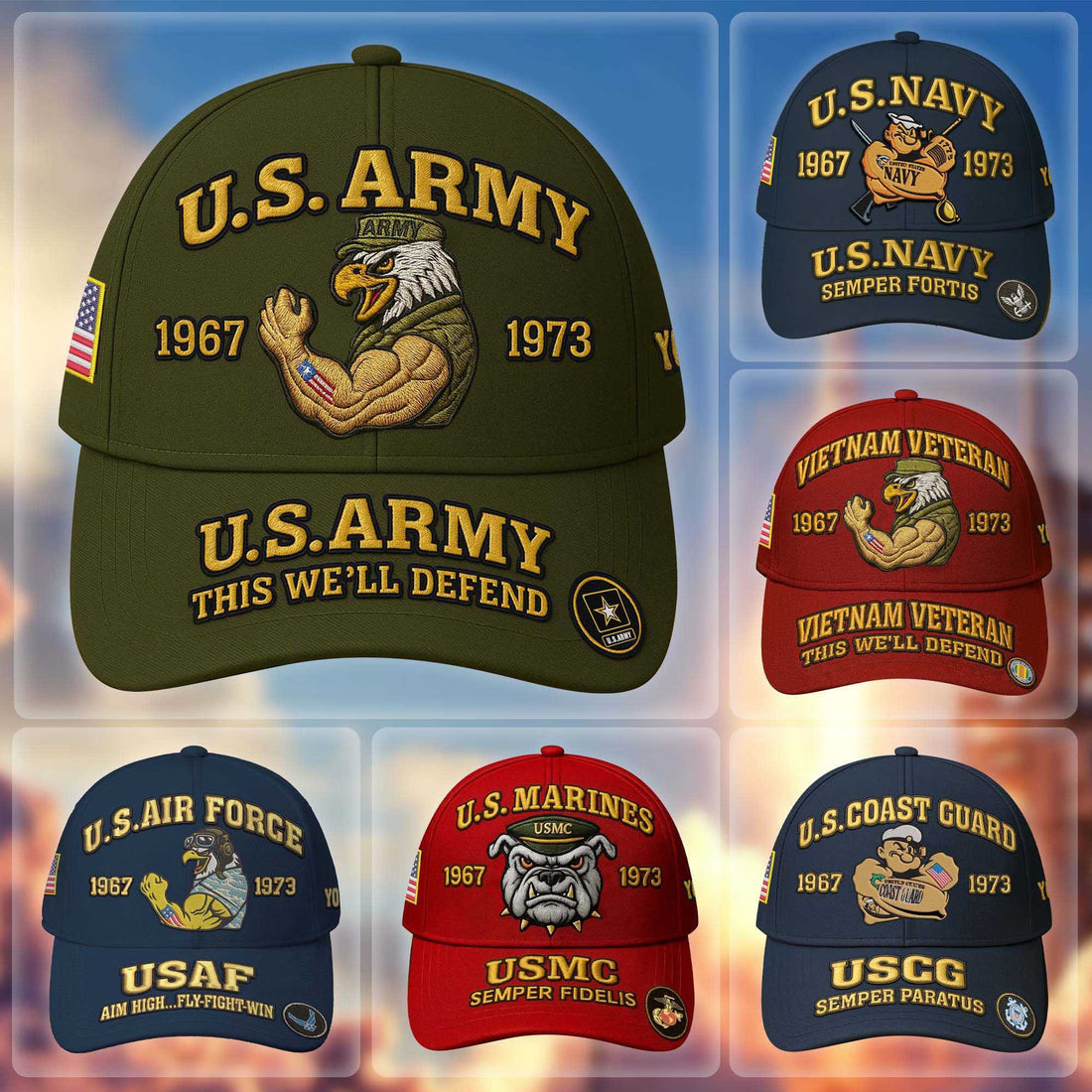 Premium Custom Name, Rank, US Veterans Embroidered Hats CPVC030701, Gift For US Veterans, Gifts On Father's Day, Armed Forces Day, Veterans Day.