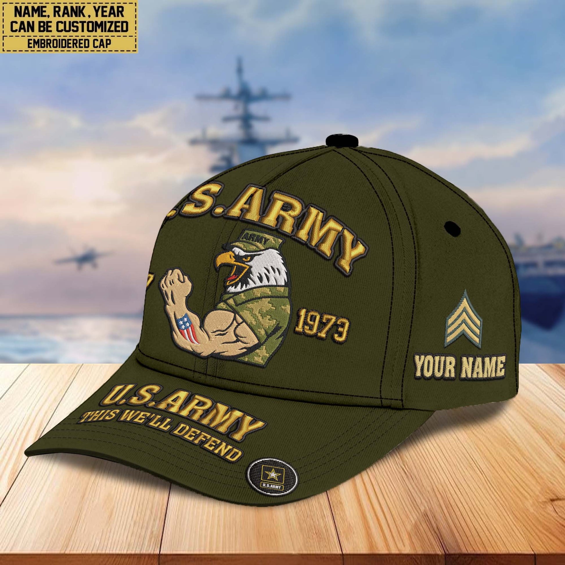 Premium Custom Name, Rank, US Veterans Embroidered Hats CPVC030701, Gift For US Veterans, Gifts On Father's Day, Armed Forces Day, Veterans Day.