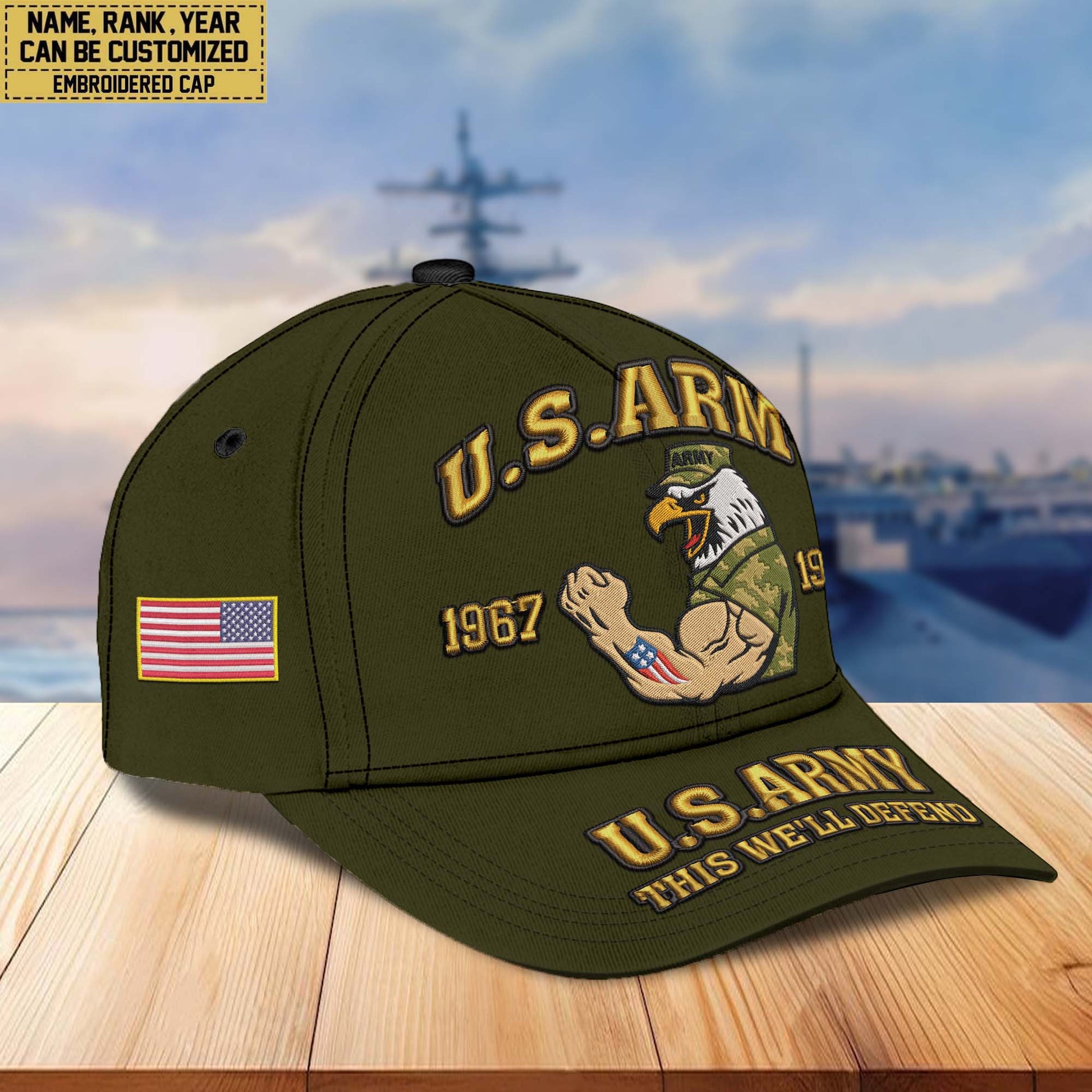 Premium Custom Name, Rank, US Veterans Embroidered Hats CPVC030701, Gift For US Veterans, Gifts On Father's Day, Armed Forces Day, Veterans Day.