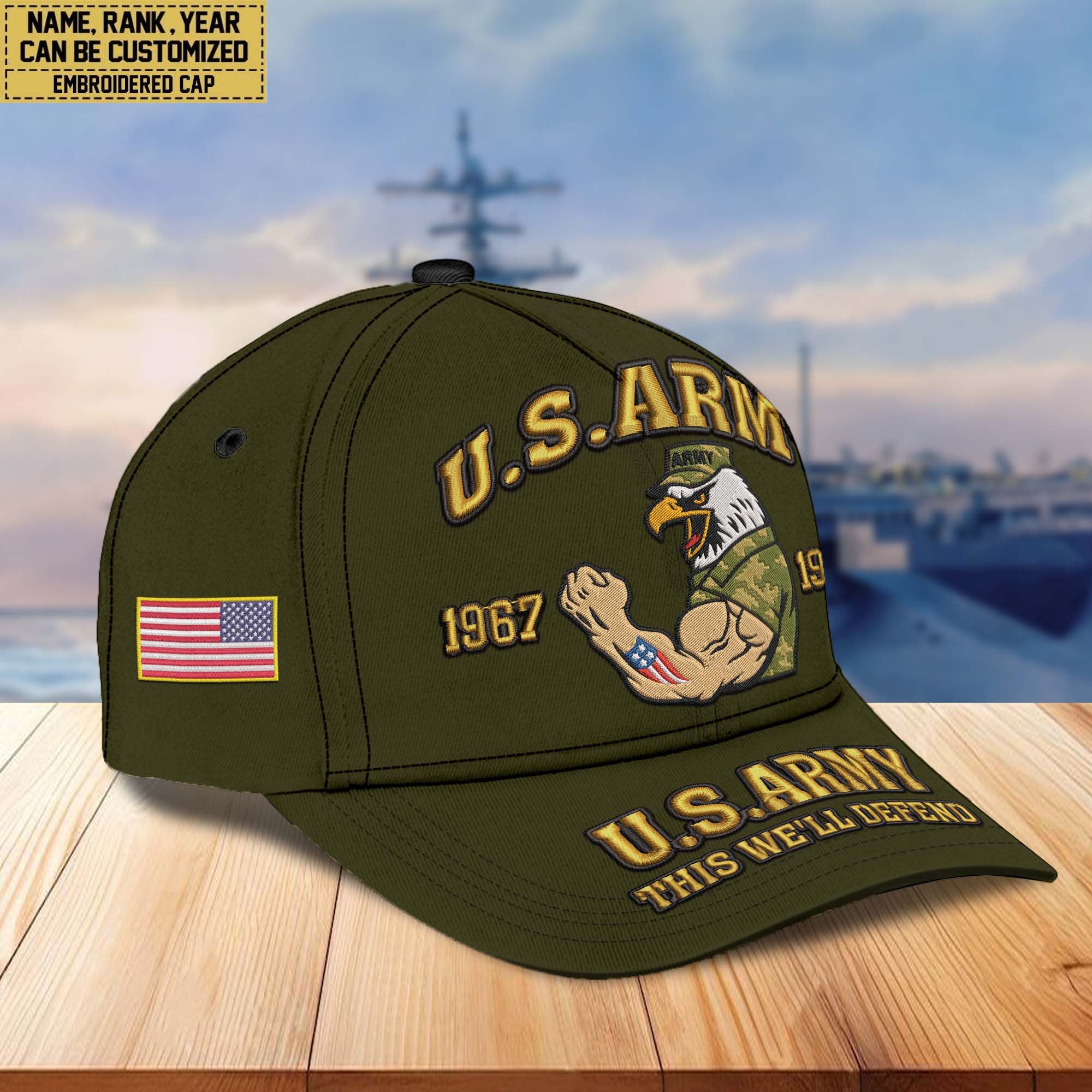 Premium Custom Name, Rank, US Veterans Embroidered Hats CPVC030701, Gift For US Veterans, Gifts On Father's Day, Armed Forces Day, Veterans Day.
