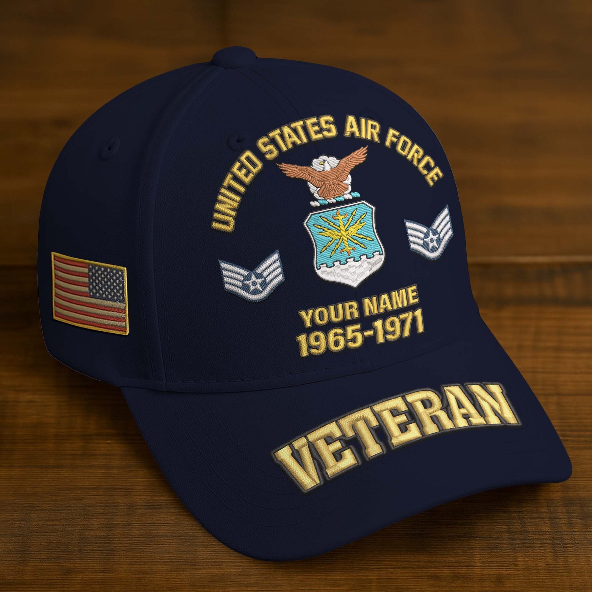 Premium Custom Name, Rank, Year, US Veterans Embroidered Hats BPVC300601, Gift For US Veterans, Gifts On Father's Day, Armed Forces Day, Veterans Day.