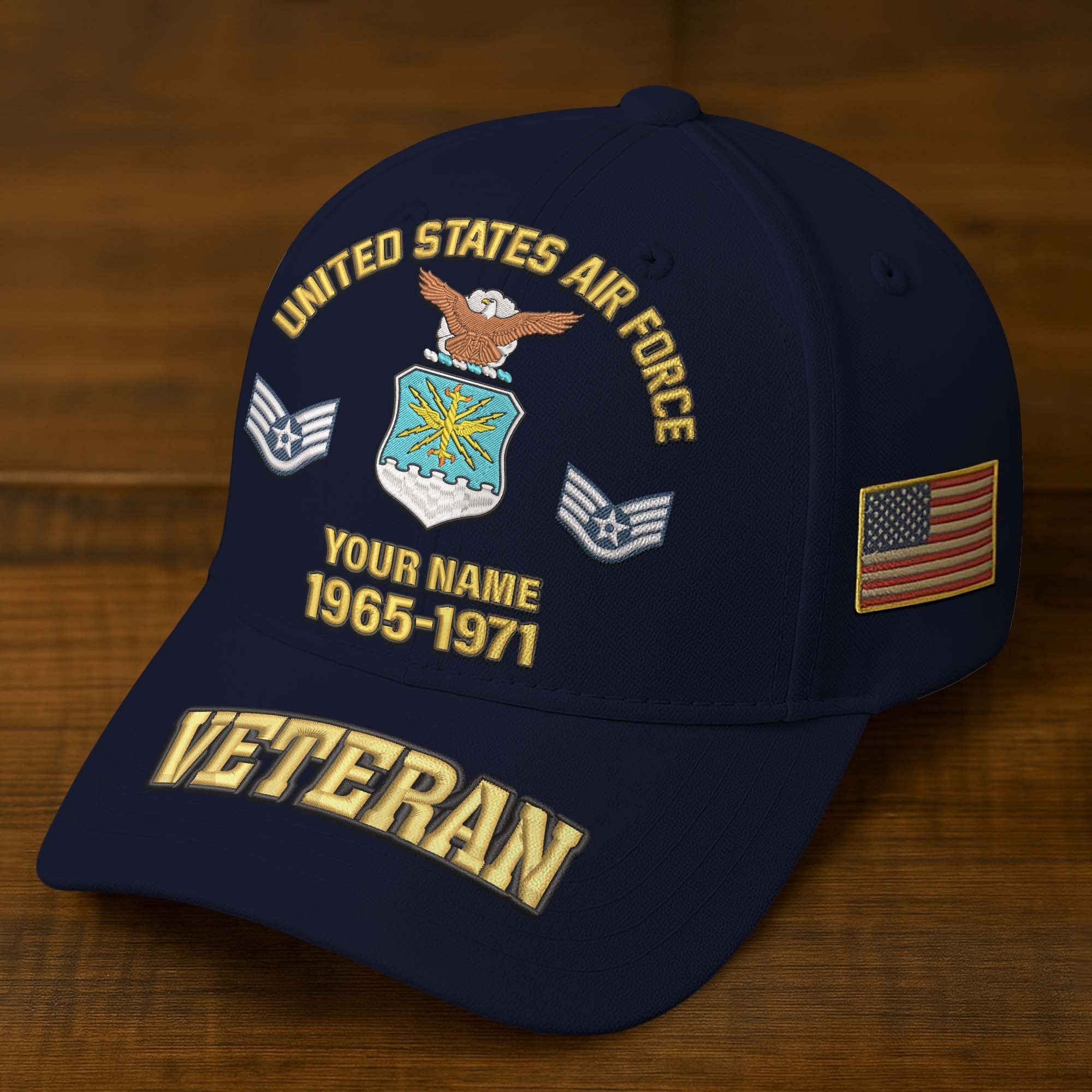 Premium Custom Name, Rank, Year, US Veterans Embroidered Hats BPVC300601, Gift For US Veterans, Gifts On Father's Day, Armed Forces Day, Veterans Day.