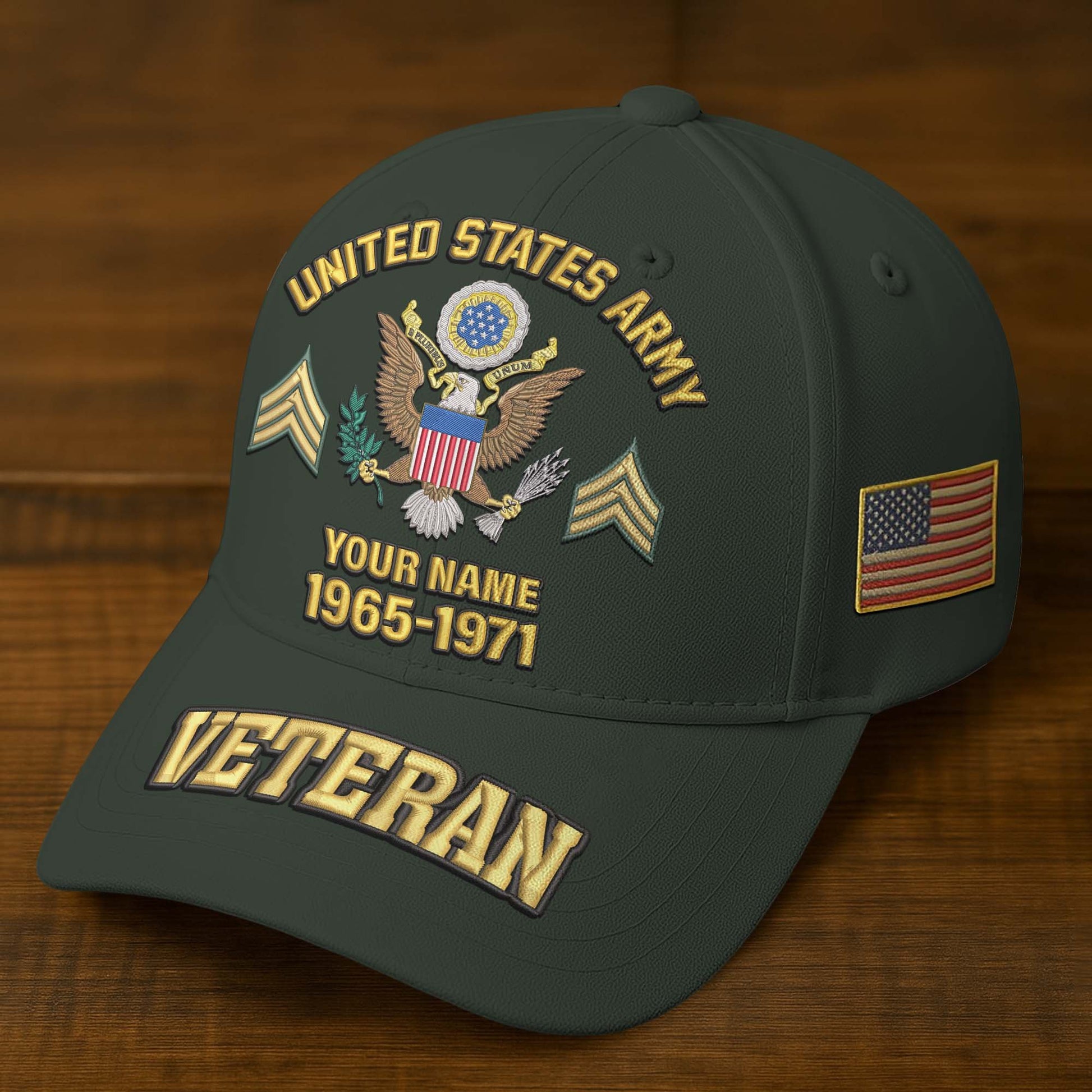 Premium Custom Name, Rank, Year, US Veterans Embroidered Hats BPVC300601, Gift For US Veterans, Gifts On Father's Day, Armed Forces Day, Veterans Day.