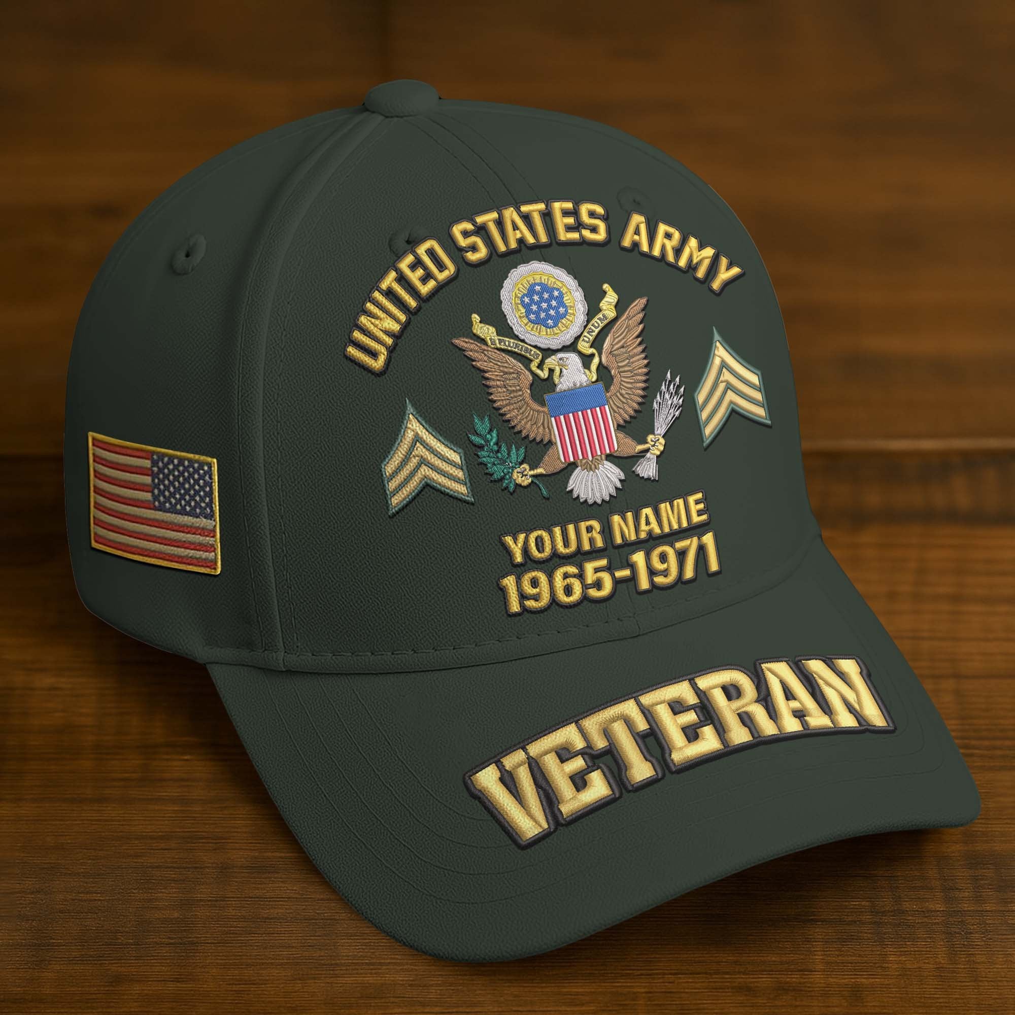 Premium Custom Name, Rank, Year, US Veterans Embroidered Hats BPVC300601, Gift For US Veterans, Gifts On Father's Day, Armed Forces Day, Veterans Day.