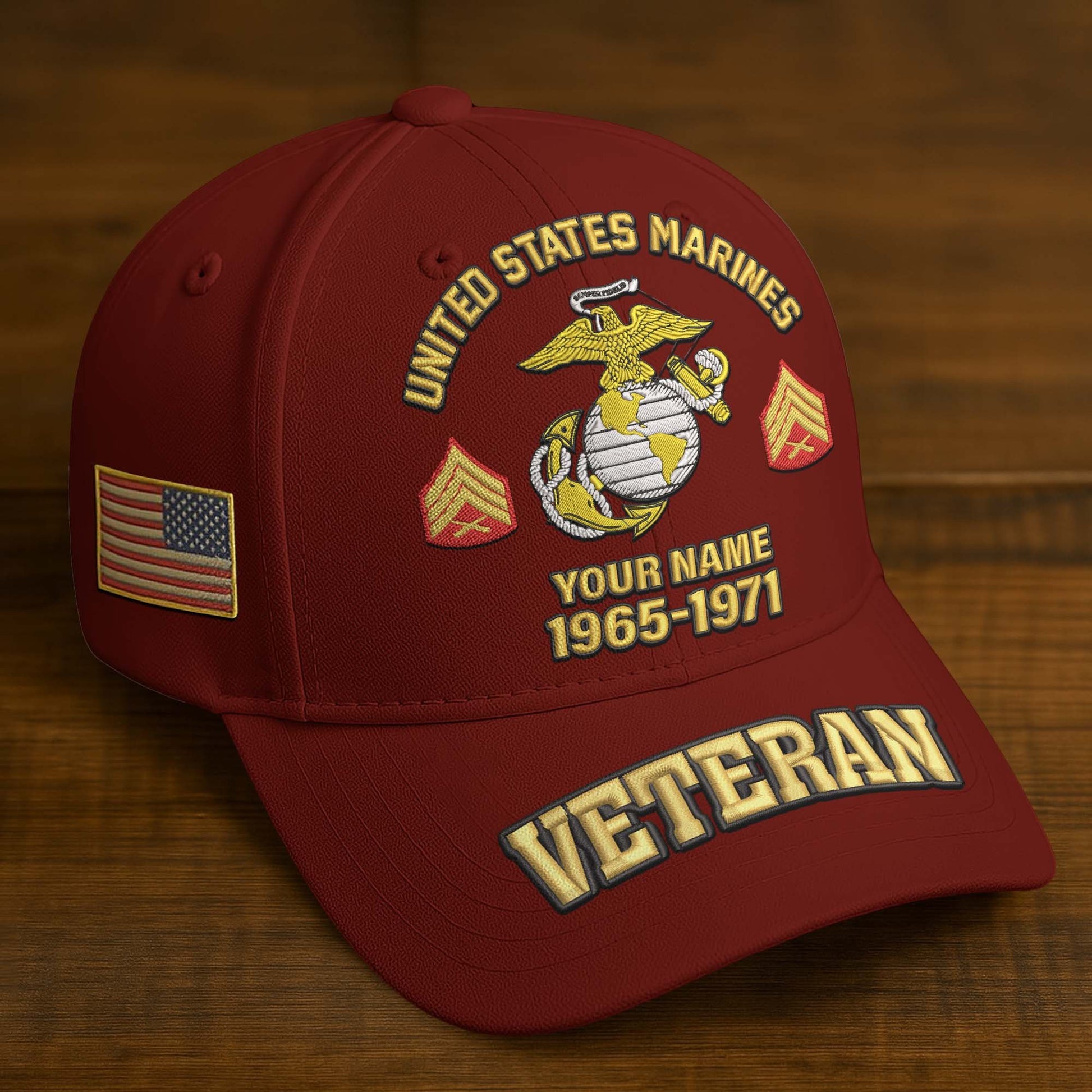 Premium Custom Name, Rank, Year, US Veterans Embroidered Hats BPVC300601, Gift For US Veterans, Gifts On Father's Day, Armed Forces Day, Veterans Day.