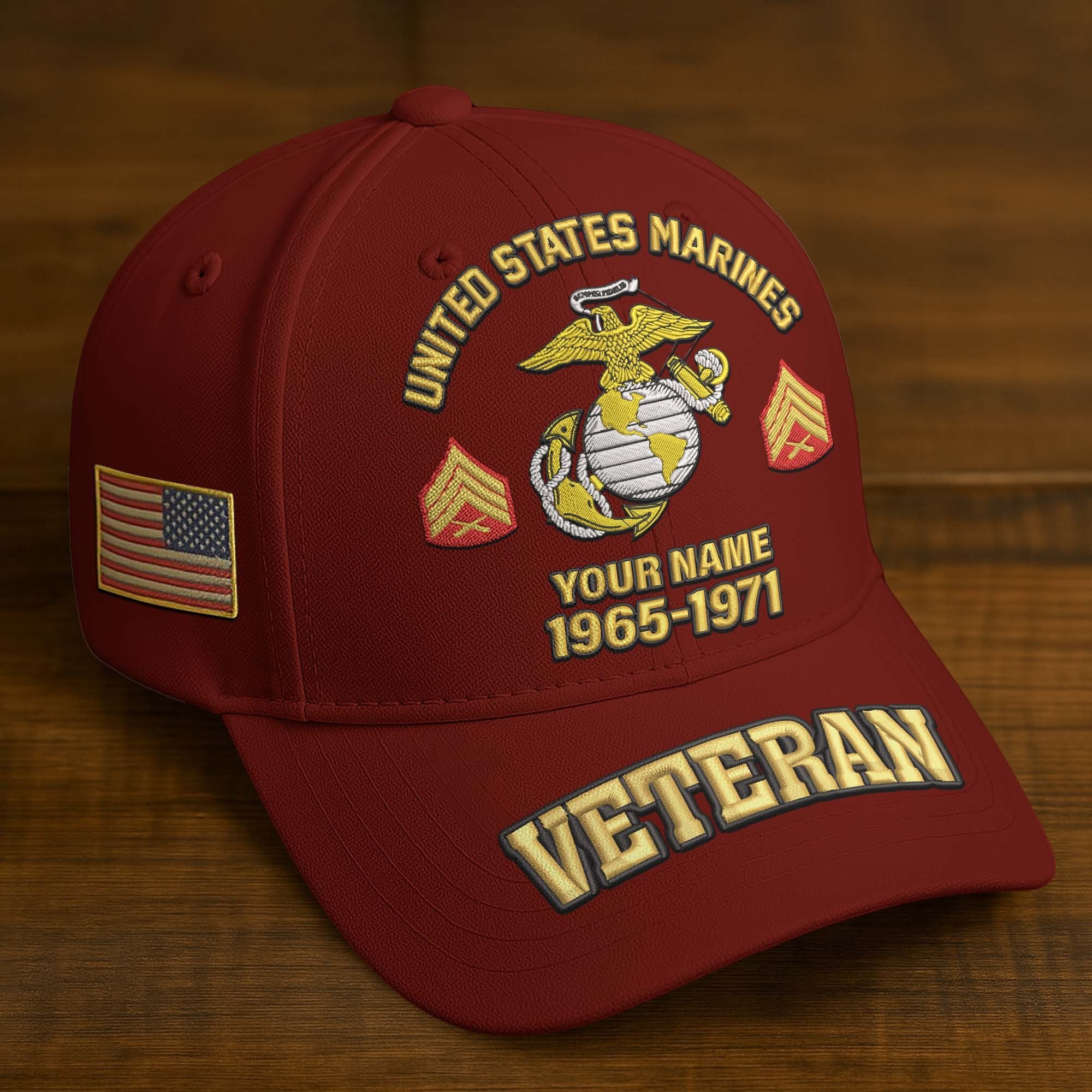 Premium Custom Name, Rank, Year, US Veterans Embroidered Hats BPVC300601, Gift For US Veterans, Gifts On Father's Day, Armed Forces Day, Veterans Day.