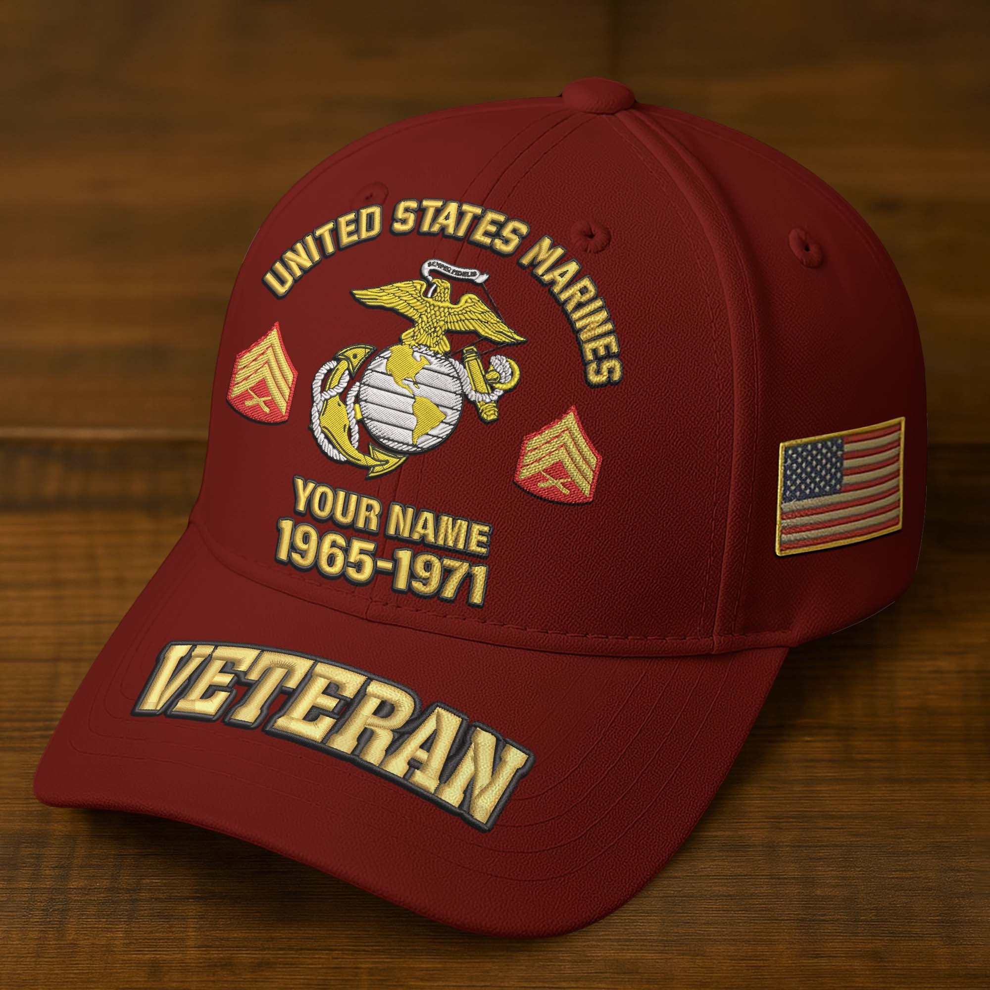 Premium Custom Name, Rank, Year, US Veterans Embroidered Hats BPVC300601, Gift For US Veterans, Gifts On Father's Day, Armed Forces Day, Veterans Day.
