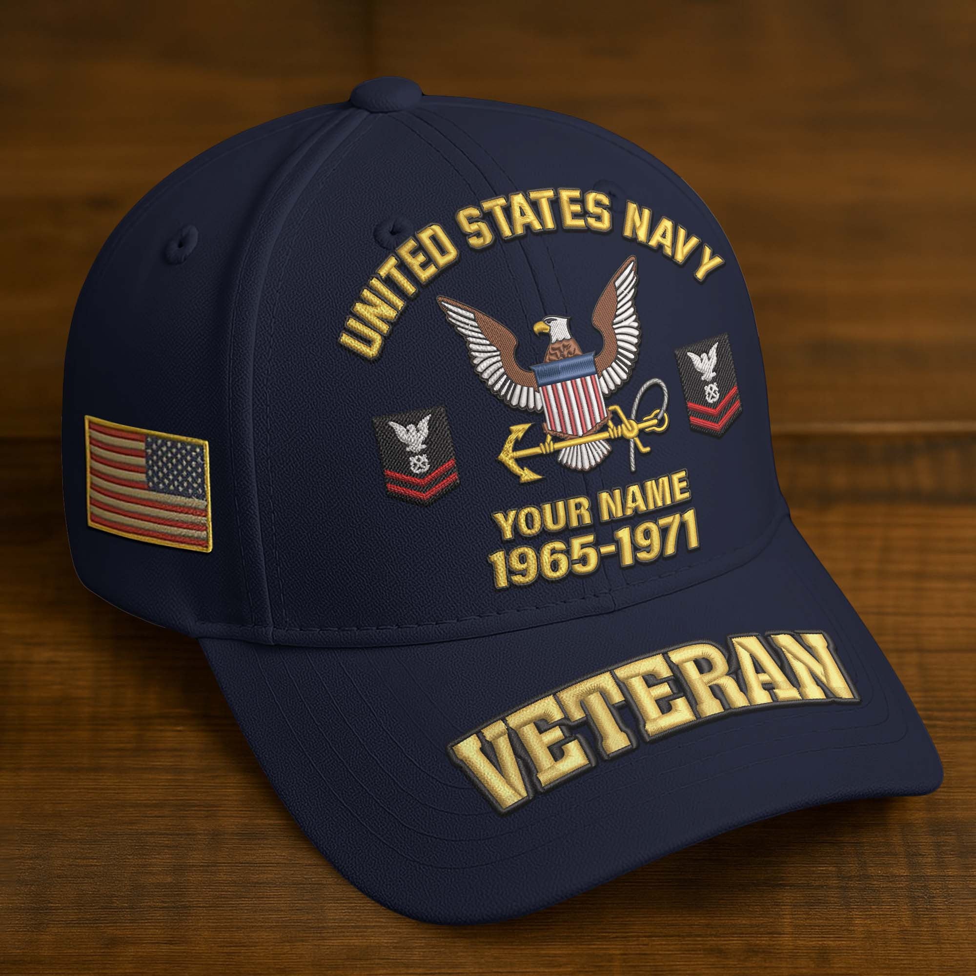 Premium Custom Name, Rank, Year, US Veterans Embroidered Hats BPVC300601, Gift For US Veterans, Gifts On Father's Day, Armed Forces Day, Veterans Day.