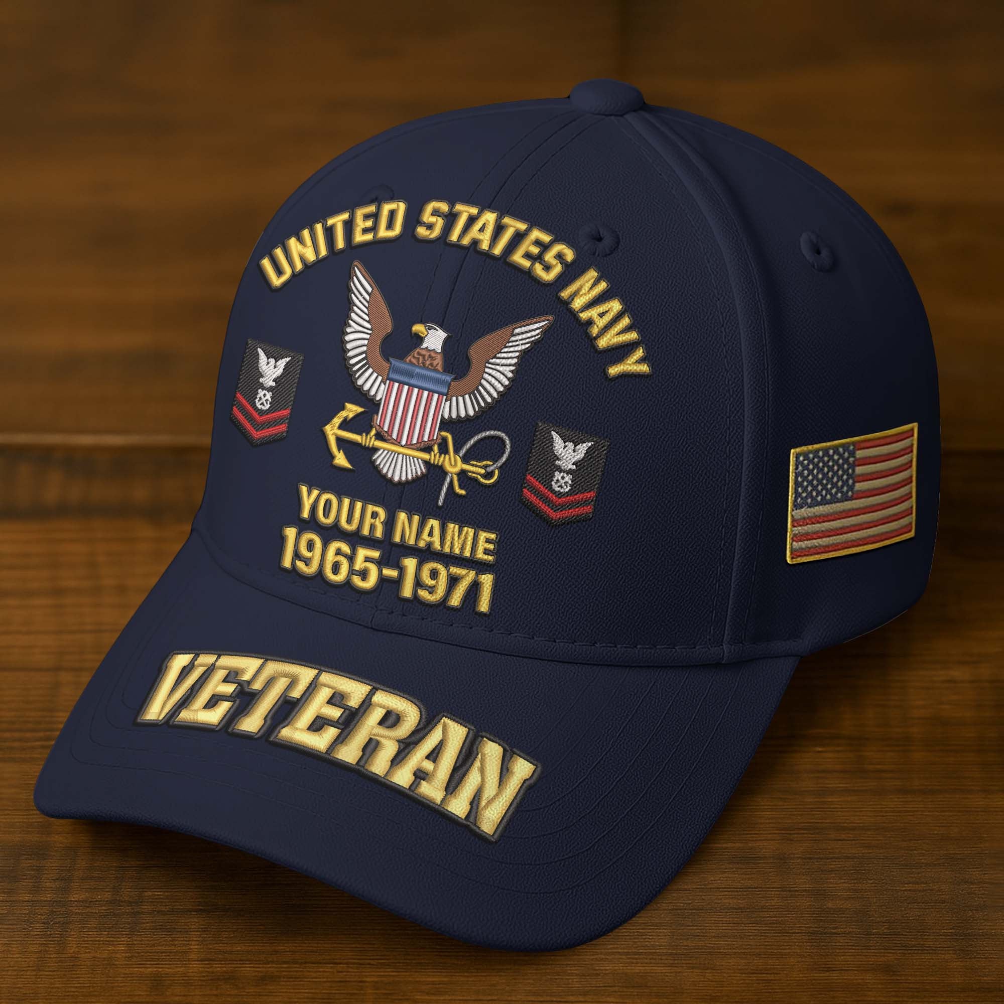 Premium Custom Name, Rank, Year, US Veterans Embroidered Hats BPVC300601, Gift For US Veterans, Gifts On Father's Day, Armed Forces Day, Veterans Day.