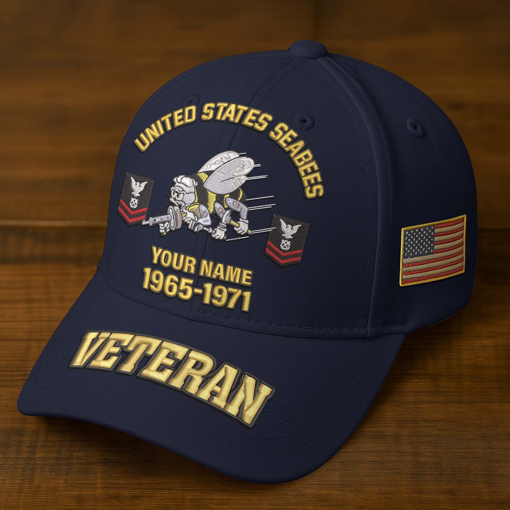 Premium Custom Name, Rank, Year, US Veterans Embroidered Hats BPVC300601, Gift For US Veterans, Gifts On Father's Day, Armed Forces Day, Veterans Day.