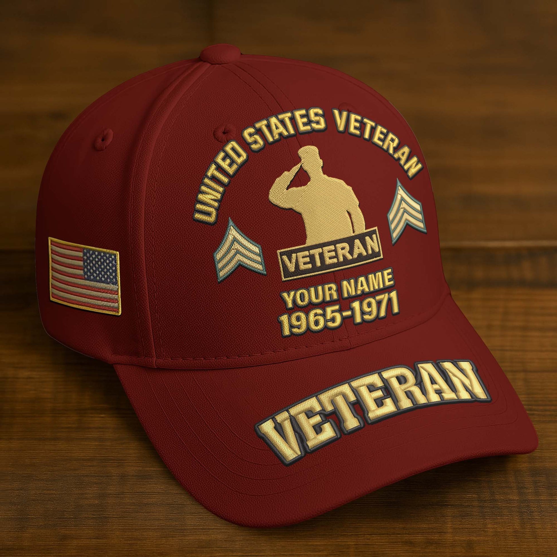 Premium Custom Name, Rank, Year, US Veterans Embroidered Hats BPVC300601, Gift For US Veterans, Gifts On Father's Day, Armed Forces Day, Veterans Day.